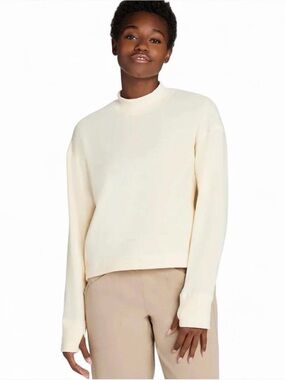 Hoka One One Cream Mock-Neck Fleece Sweater